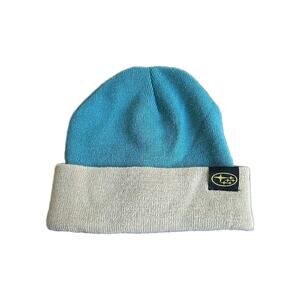 Subaru Beanie Hat Cap OSFM Adult Blue Beige Knit Cuffed Logo Acrylic- New